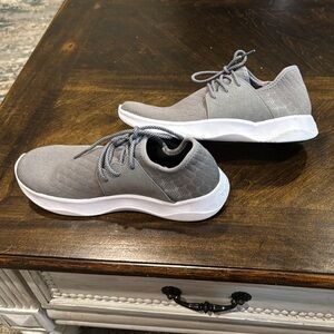Vessi Gray and White Sneakers Lightweight Knit Design
